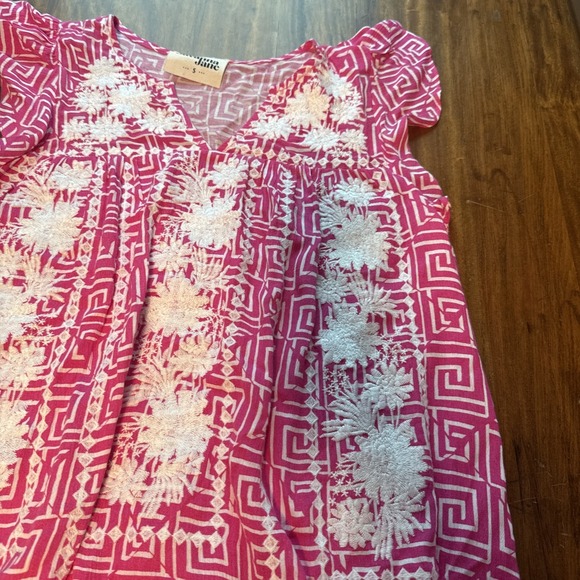 Savanna Jane Size Small Bright Pink White Floral Dress/Cover Up Lined - Picture 2 of 7